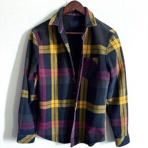 Nomad Plaid Button-Up Shirt in Yellow and Maroon